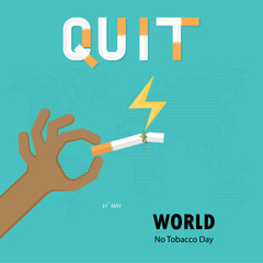 Human hands and broken cigarette icon with Quit Tobacco vector logo design template.May 31st World no tobacco day.No Smoking Day.No Tobacco Day Awareness Idea Campaign.
