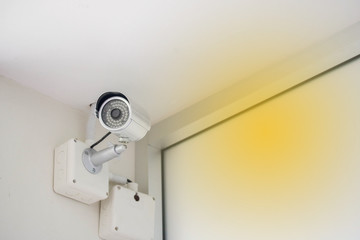 security camera monitor in office building