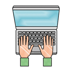 Fototapeta na wymiar hands using computer laptop vector illustration design