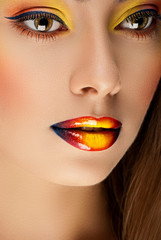 beauty face with colorful art make-up