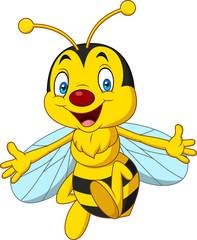 Cartoon happy bee isolated on white background
