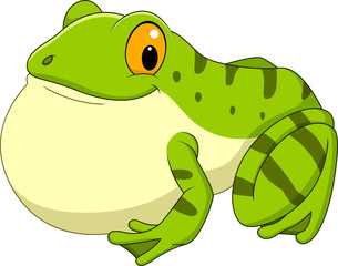 Cartoon green frog croaking