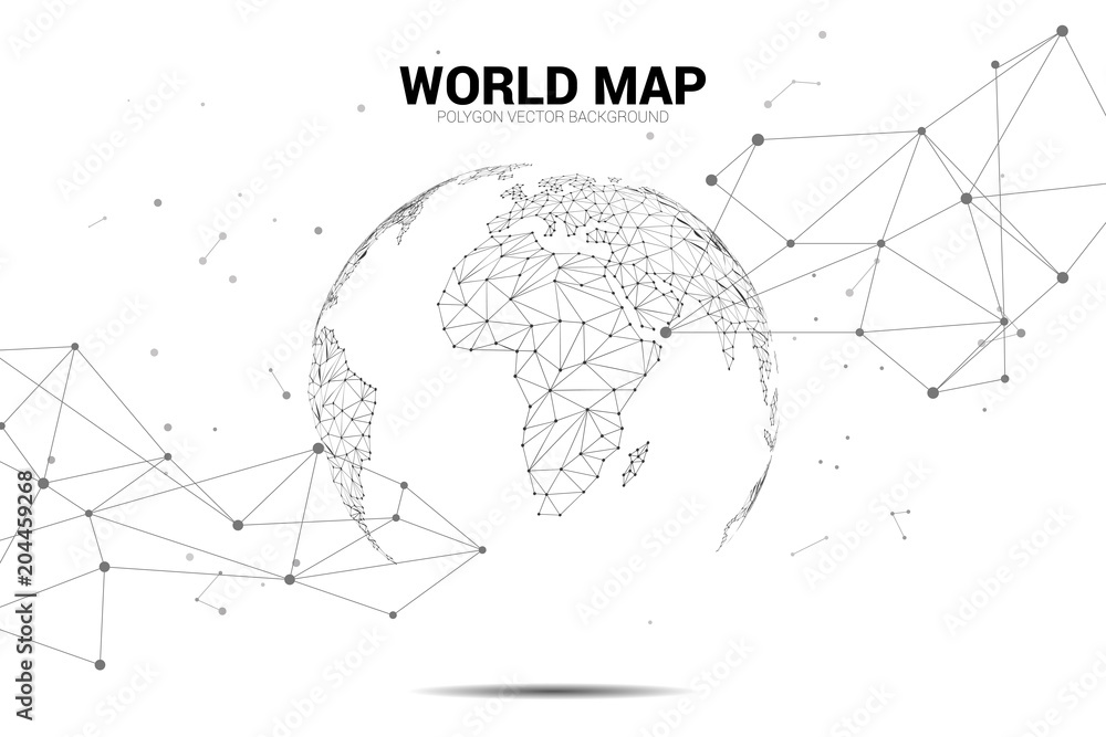 Poster Globe 3D World map wireframe dot connect line polygon : concept of Digital network