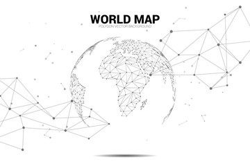 Globe 3D World map wireframe dot connect line polygon : concept of Digital network