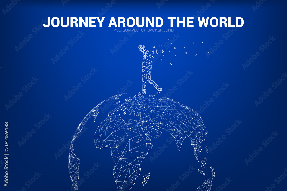Poster Globe 3D World map wireframe dot connect line polygon : concept of Digital network