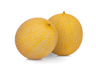 two whole of  pearl orange melon isolated on white background