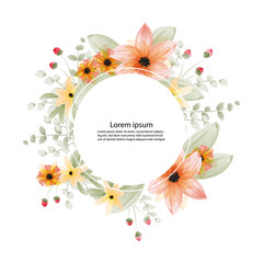 beautiful blossom flower watercolor painting and frame or banner background