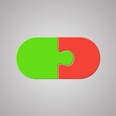 Two Piece Puzzle Jigsaw. Pill, Tablet. Puzzle.