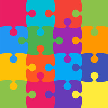 16 Colorful Background Puzzle. Jigsaw Banner.