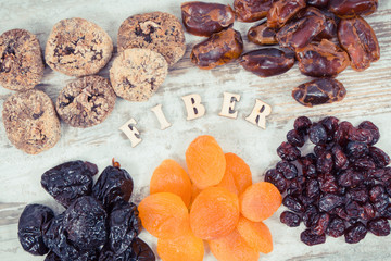 Food containing natural vitamins and dietary fiber, healthy nutrition concept