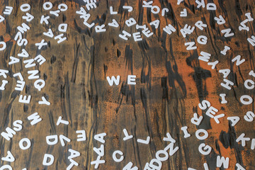 we spelled in white letters