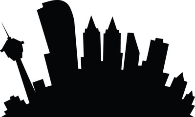 Cartoon skyline silhouette of the city of Calgary, Alberta, Canada.