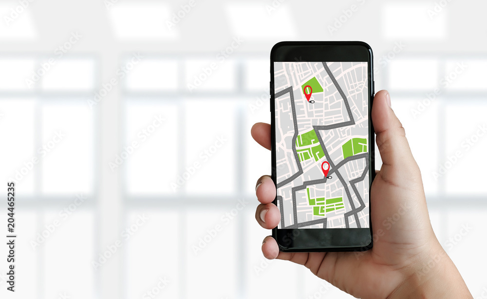 Poster gps map to route destination network connection location street map with gps icons navigation