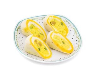 Indian Sweet Food Barfi Also Know as Dry Fruits Sweet, Mithai, barfee, Mawa Barfi, Mava barfi, khoya Burfi, orange and yellow barfi Indian Popular Sweet Made up of Coconut, Mawa, Milk and Sugar