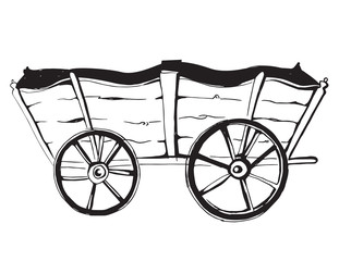Vector illustration of an horse wagon. old vehicle. Cartoon vintage.