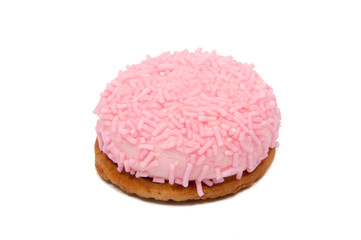 pink marshmallow cookie sweet desert isolated on the white