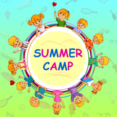 Obraz na płótnie Canvas Children enjoying summer camp activities