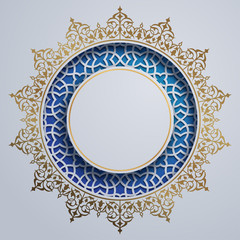 Islamic design circle background with morocco ornament pattern