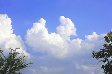 The white clouds clearly visible in the blue sky.