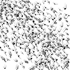 Musical Signs. Modern Background with Notes. Vector Element for Musical Poster, Banner, Advertising, Card. Minimalistic Simple Background.