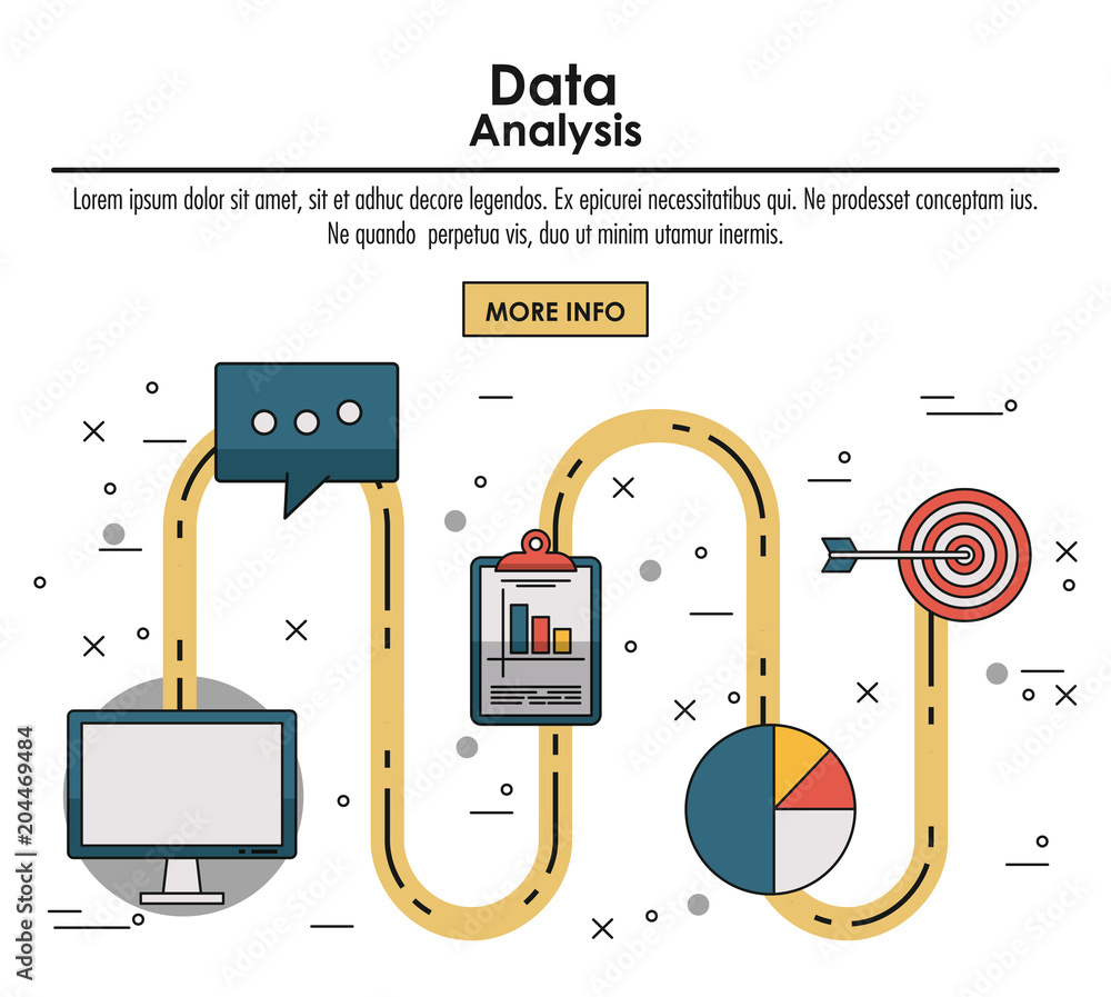 Poster data analysis infographic concept with elements vector illustration graphic design