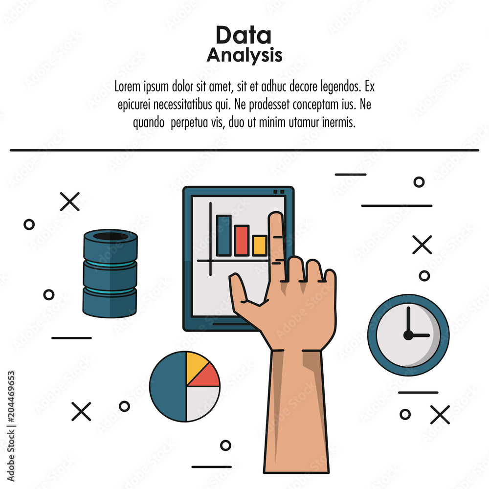 Poster data analysis infographic concept with elements vector illustration graphic design