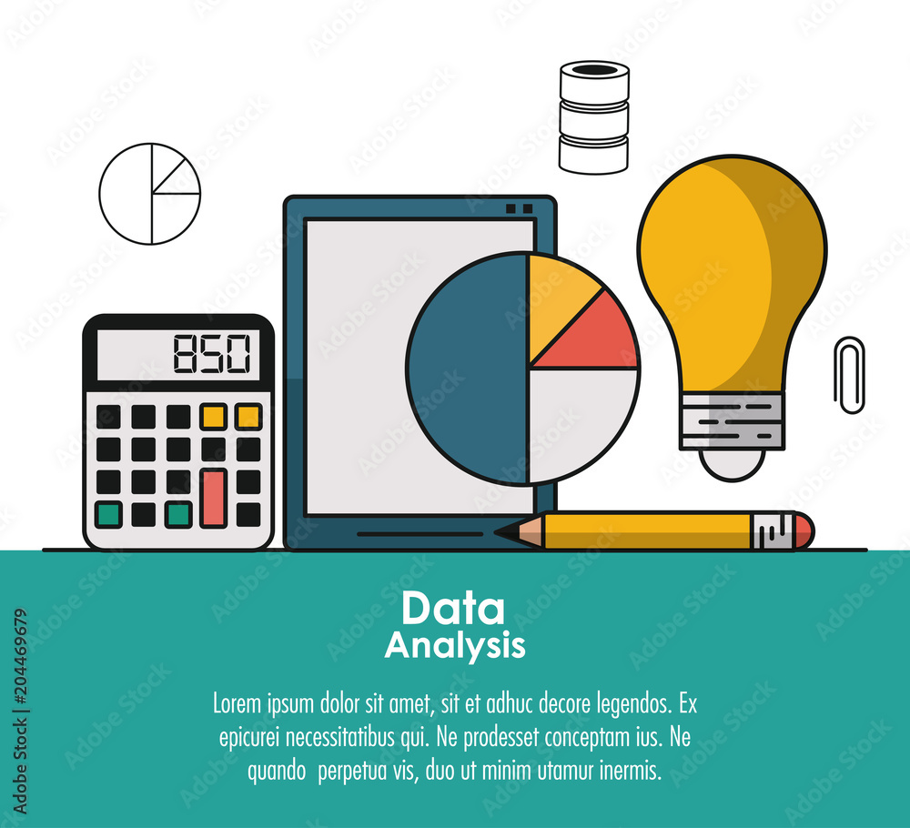 Poster data analysis infographic concept with elements vector illustration graphic design