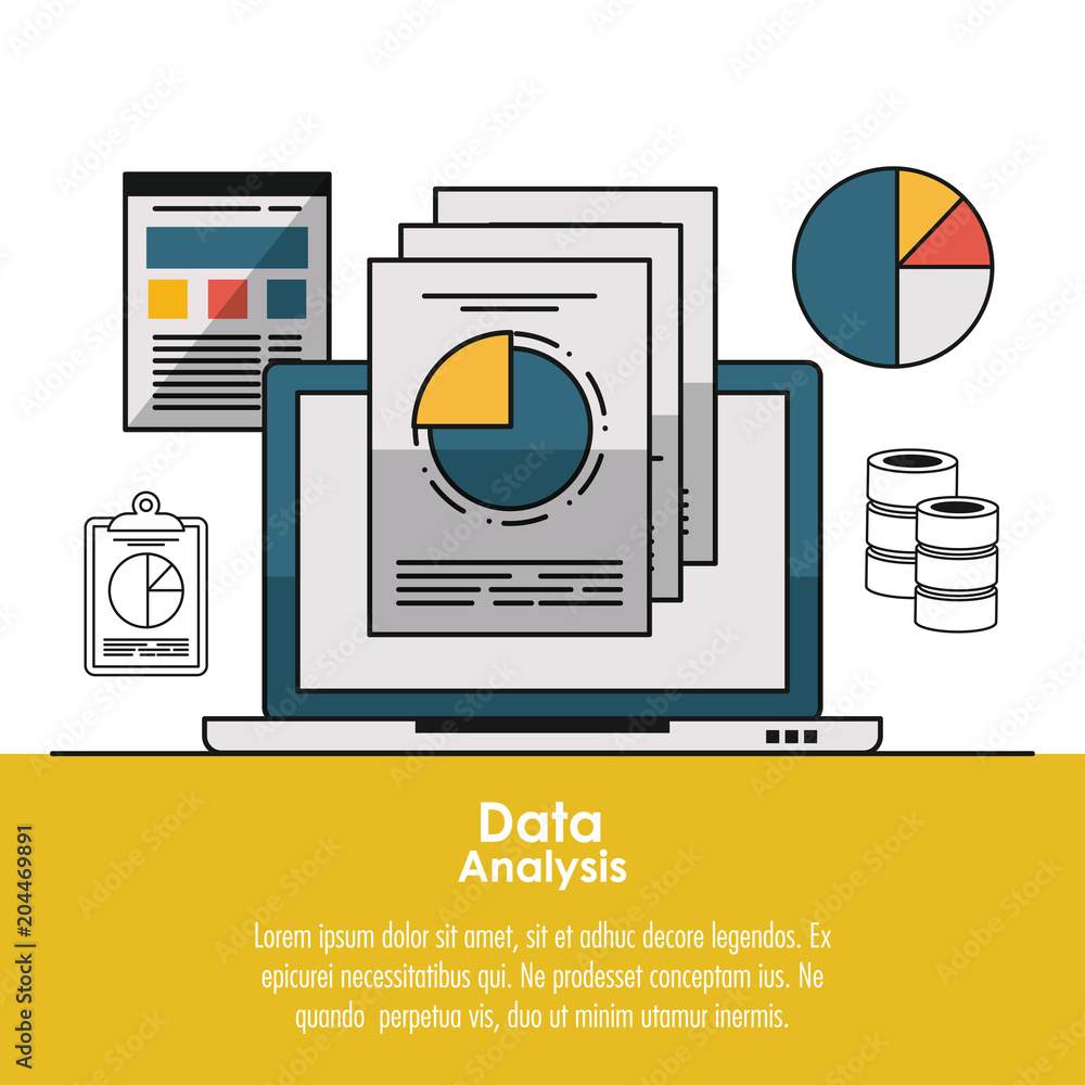 Poster data analysis infographic concept with elements vector illustration graphic design