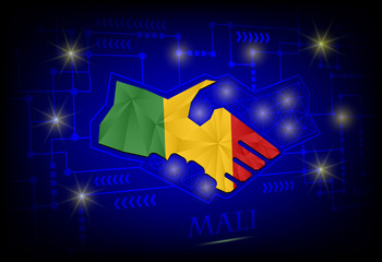 Handshake logo made from the flag of Mali.