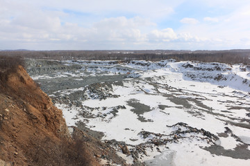 Extraction of minerals by open pit, quarry, Novosibirsk region, Russia