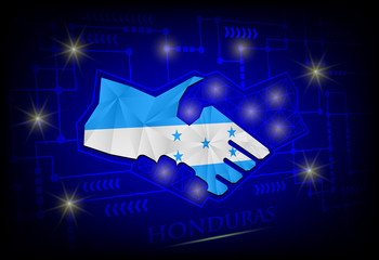 Fototapeta na wymiar Handshake logo made from the flag of Honduras.