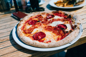 pizza with sausages