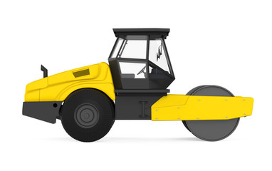 Yellow Road Roller Isolated