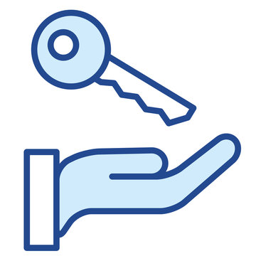 Schlüssel in Hand Schlüsselübergabe Vector Icon Illustration