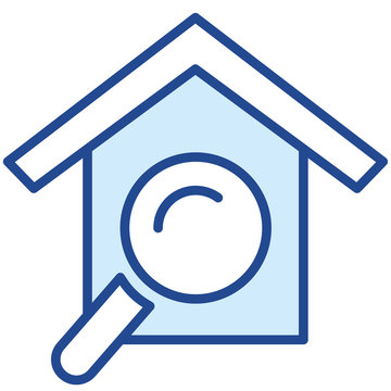 Wohnungssuche Mit Lupe Auf Haus Vector Icon Illustration