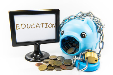 Saving money in a piggy bank for the future.