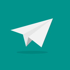 Simple white paper plane illustration for design