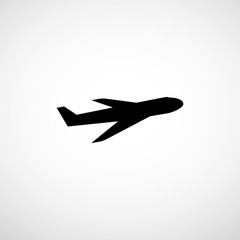 Plane icon. Airplane silhouette. Aircraft sign. Airliner symbol. Charter jetliner illustration