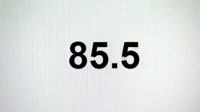 Digital countdown on LCD screen in detail. Black numbers with one decimal place.