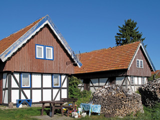 Fototapeta na wymiar Typical old farm house, Curonian Spit, Lithuania Europe