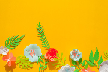 Obraz na płótnie Canvas frame with color different paper flowers