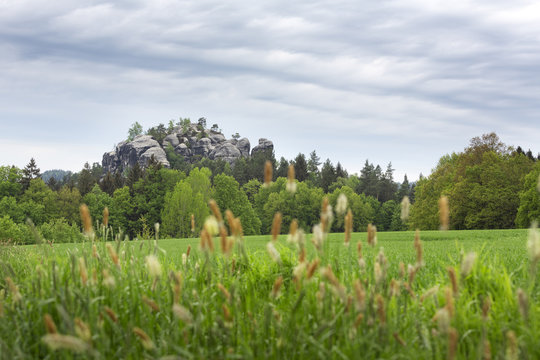 Blick auf die Gamrig Gesteinsformation in der S&auml;chsischen Schweiz, Deutschland