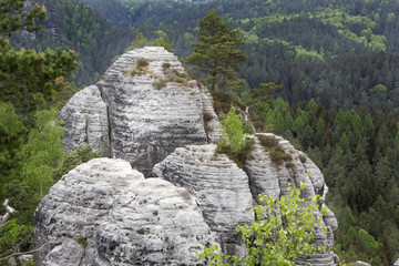 Fototapeta na wymiar Blick von der Gamrig Gesteinsformation in die Sächsische Schweiz, Deutschland