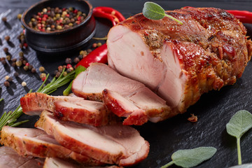 delicious juicy roasted piece of pork meat