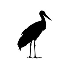 Icono plano cigueña de pie en color negro