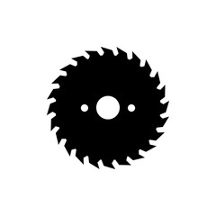 Icono plano hoja de sierra circular en color negro - obrazy, fototapety, plakaty