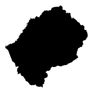 black silhouette country borders map of Lesotho on white background. Contour of state. Vector illustration