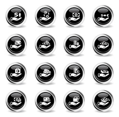 hand and money icon set