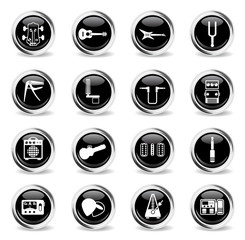 guitar and accessories icon set