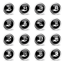 hand and money icon set